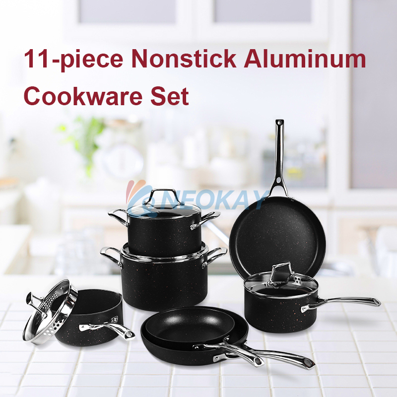  Pots and Pans Set Nonstick, Fadware Cookware Sets 10-piece for  All Cooktops, Induction Compatible Cookware Dishwasher Safe, Cooking Pans  with Lids, Black: Home & Kitchen