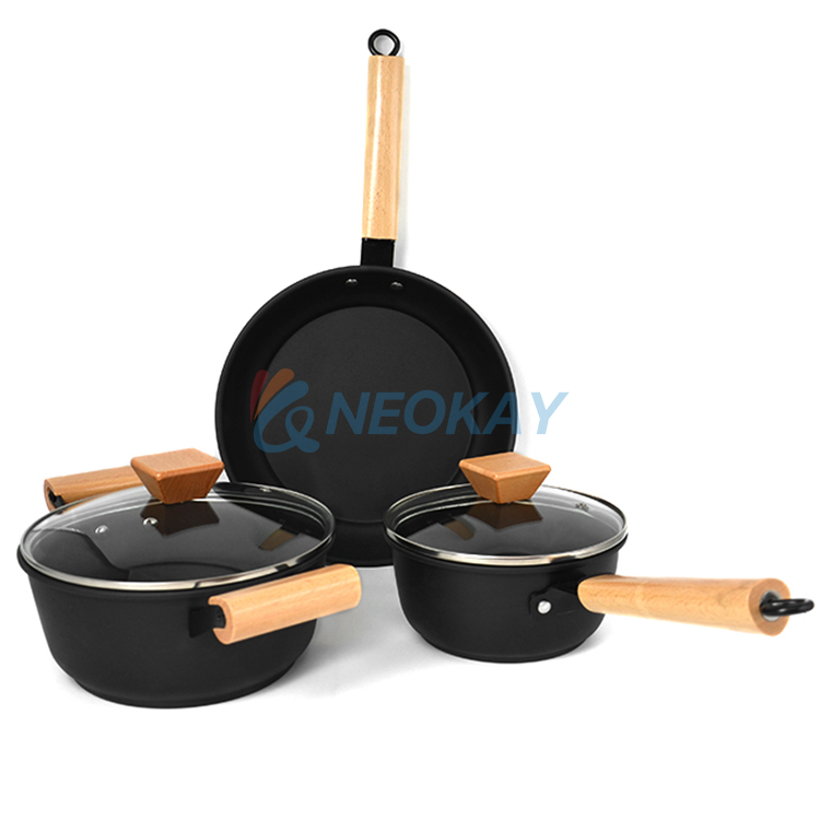 Panci dan panci set 5 buah set panci dan wajan besi anti lengket Sup Stew Set peralatan masak dapur multi bagian