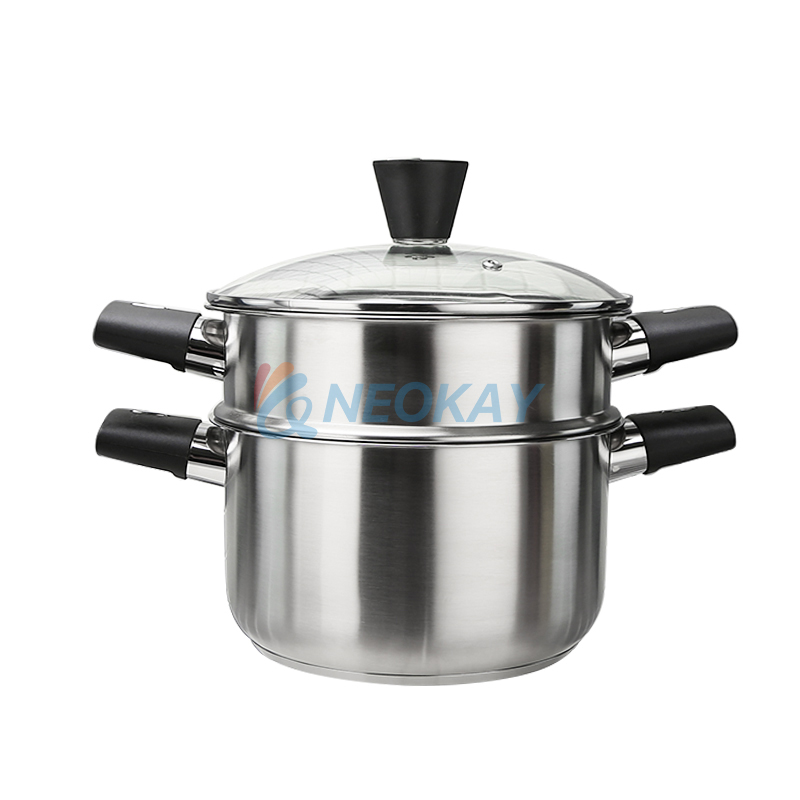 وعاء بخار كبير للمطبخ المستدير بثلاث طبقات من الفولاذ المقاوم للصدأ أسفل وعاء الحساء