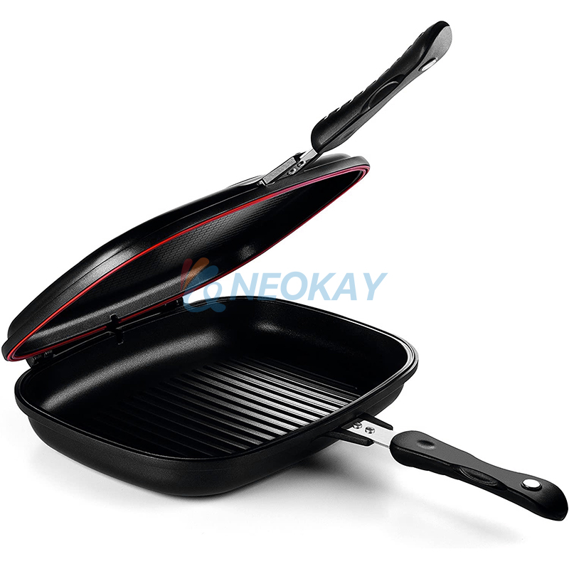  Double-sided Portable BBQ Grill Pan, Flip Non-stick Frying Pan  Safe Anti-scalding Handle Double Omelette Pan Cookware Stove Square Pan  with Original Silica Sealing Ring for Home, Outdoor, Barbecue: Home &  Kitchen