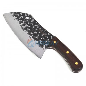 Couteau de chef serbe couteau de boucher forgé dans le feu couperet couteau en acier à haute teneur en carbone couteau de coupe d'os avec manche en bois de wengé ergonomique antidérapant