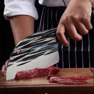 Faca de açougueiro de cozinha forjada artesanal faca de chef sérvio full tang