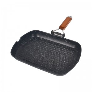 Non-stick Grill Pan with Folding Handle for Meat Fish and Vegetables For All Heat Sources