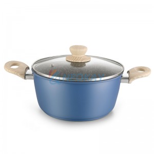 鍋和平底鍋 7 件套藍色鑄鐵廚具不粘炊具套裝烹飪炊具套裝
