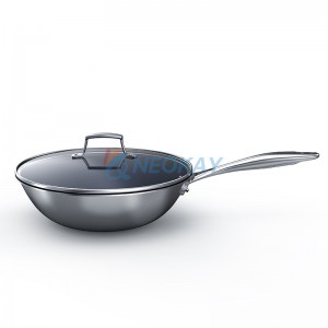 Padella wok in composito di titanio resistente da 30 cm / 32 cm con coperchio